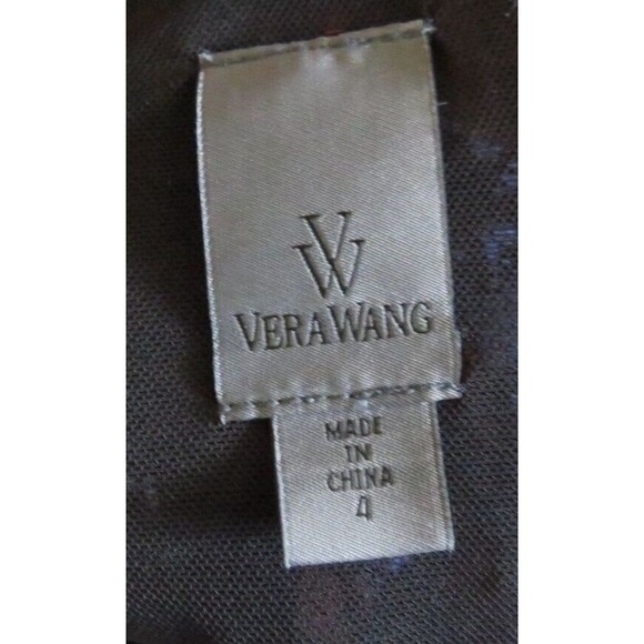 Vera Wang Navy Lace Trimmed V Neck Sleeveless Floor Length Formal Gown Size 4 - Picture 15 of 16